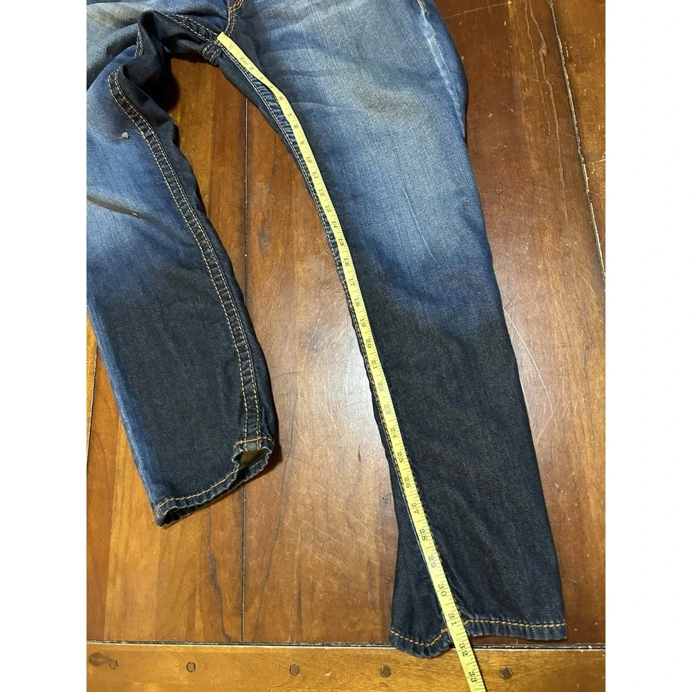 True Religion Skinny Jeans Mens 36x32 Red Orange Big T Thick Stitch 31173-00